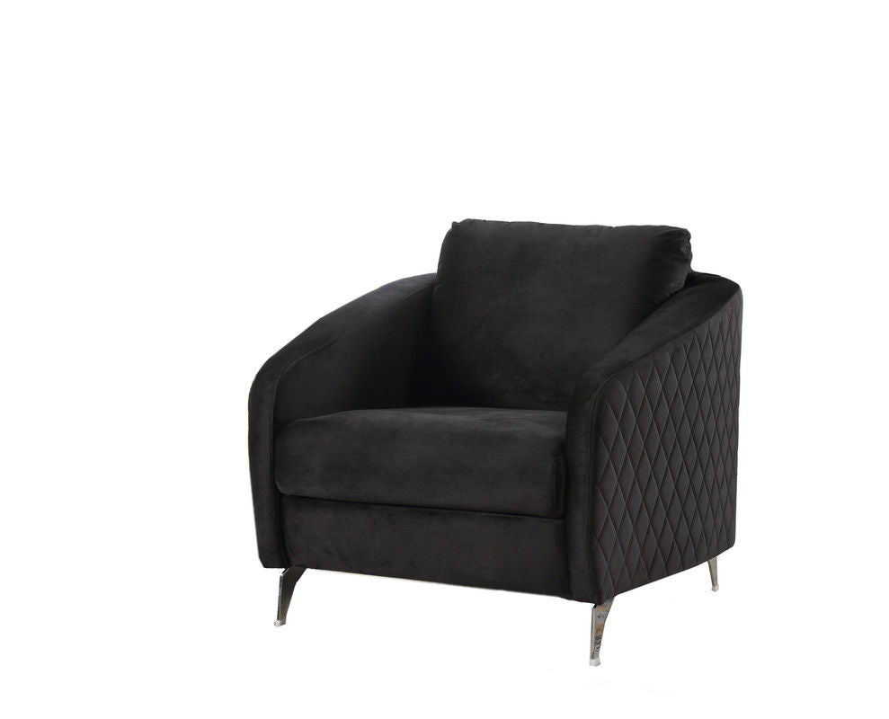 Sofia - Velvet Fabric Sofa Loveseat Chair Living Room (Set of 3) - Black