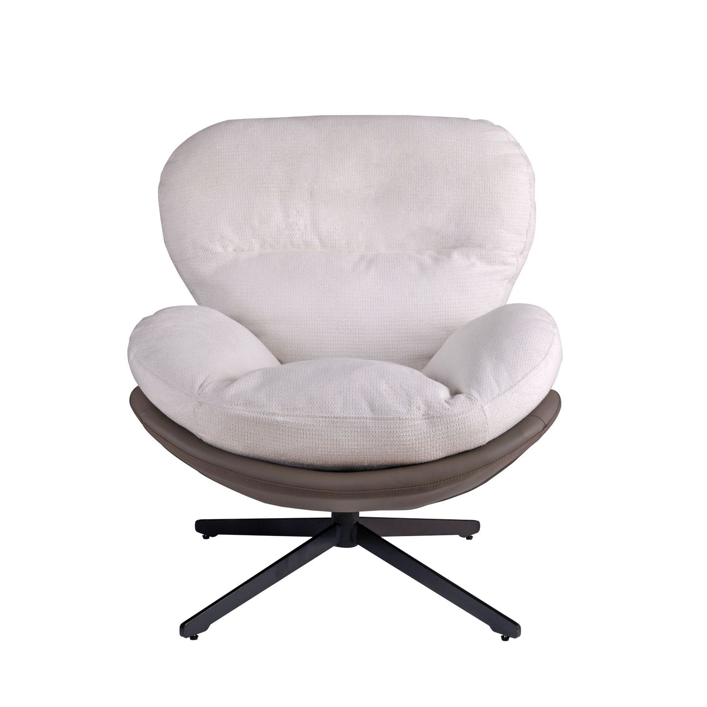360ÔøΩÔøΩ Swivel Office Chair, Modern Chenille Chair With And Metal Base Frame, No Wheels, Accent Chair - White