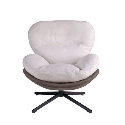 360ÔøΩÔøΩ Swivel Office Chair, Modern Chenille Chair With And Metal Base Frame, No Wheels, Accent Chair - White
