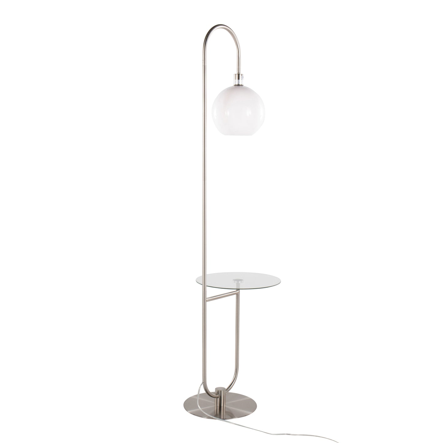 Trombone - Contemporary / Glam Floor Lamp - Nickel / Clear