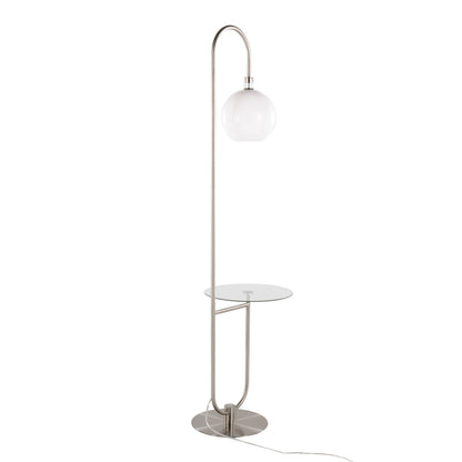 Trombone - Contemporary / Glam Floor Lamp - Nickel / Clear
