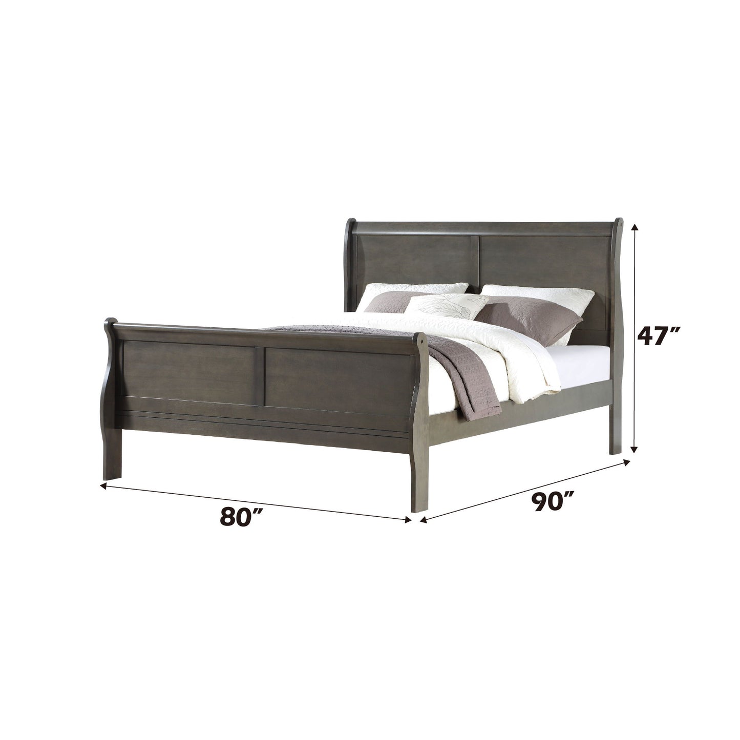 Louis Philippe - 2 Piece Eastern King Bedroom Set - Dark Gray