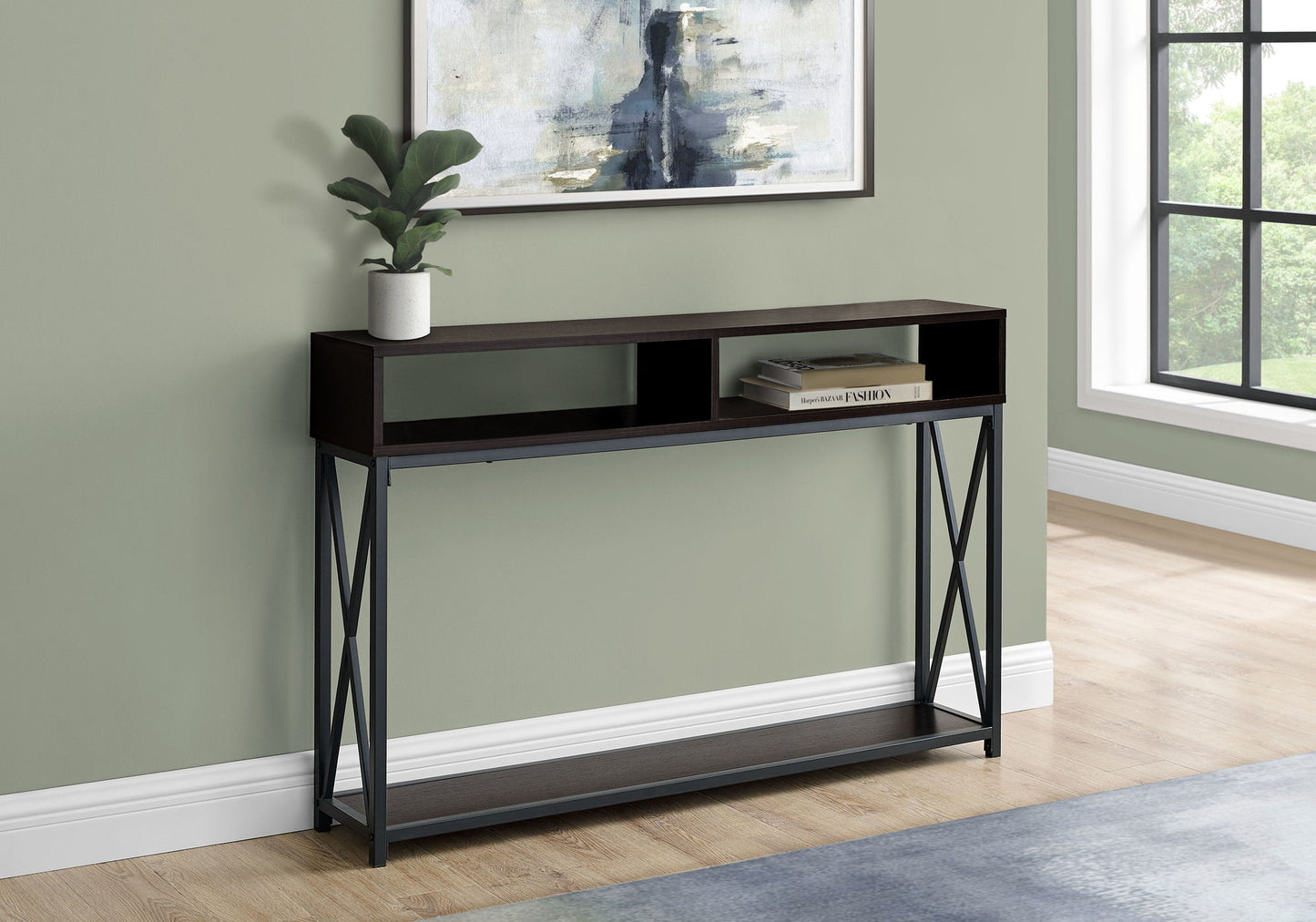 Accent Console Table For Entryway, Modern - Espresso