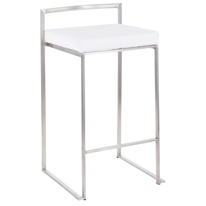 Fuji - Contemporary Stackable Counter Stool (Set of 2) - White