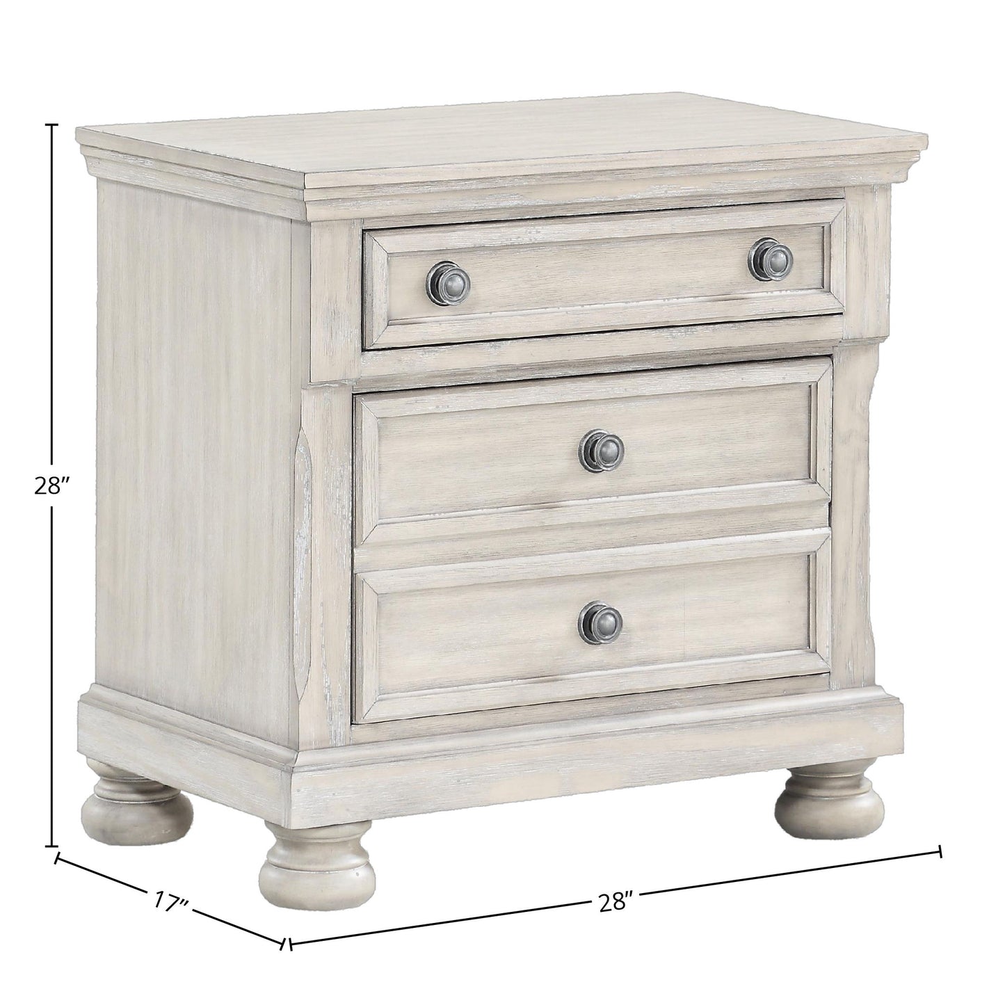 Nightstand Two Drawer - Antique Gray