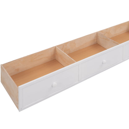 Twin Over Twin Stairway Bunk Bed With Three Drawers For Bedroom - White