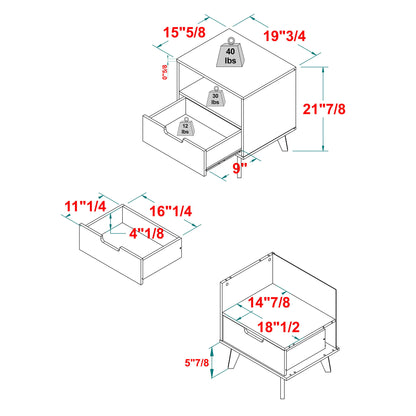 Modern 1 Drawer Nightstand With Open Cubby - Riviera