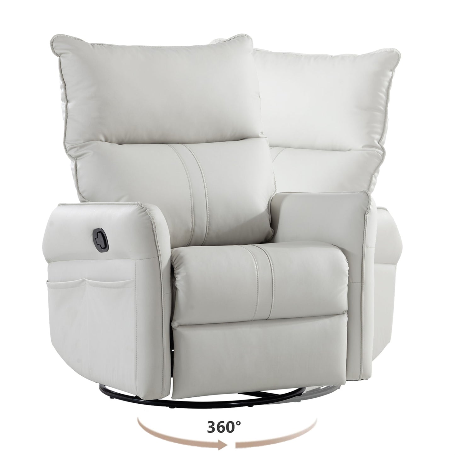 Rocking Recliner Chair, 360 Degree Swivel Nursery Rocking Chair, Glider Chair, Modern Small Rocking Swivel Recliner Chair For Bedroom, Living Room Chair Home Theater Seat, Side Pocket - Light Gray
