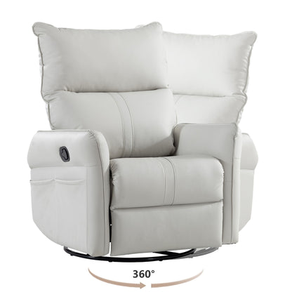 Rocking Recliner Chair, 360 Degree Swivel Nursery Rocking Chair, Glider Chair, Modern Small Rocking Swivel Recliner Chair For Bedroom, Living Room Chair Home Theater Seat, Side Pocket - Light Gray