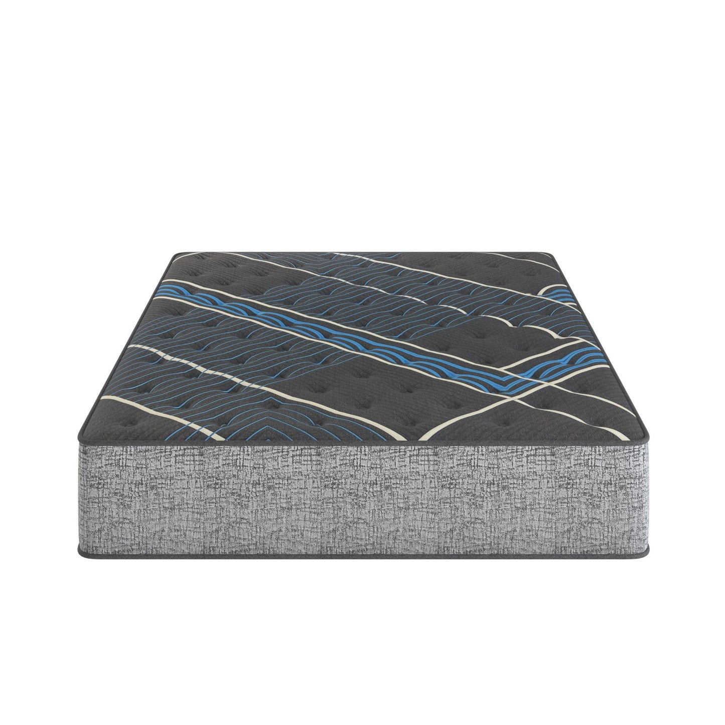 Comfort Care - 14" Twin Size Hybrid Mattress, Firm Support, Cooling Technology - Gray / Blue