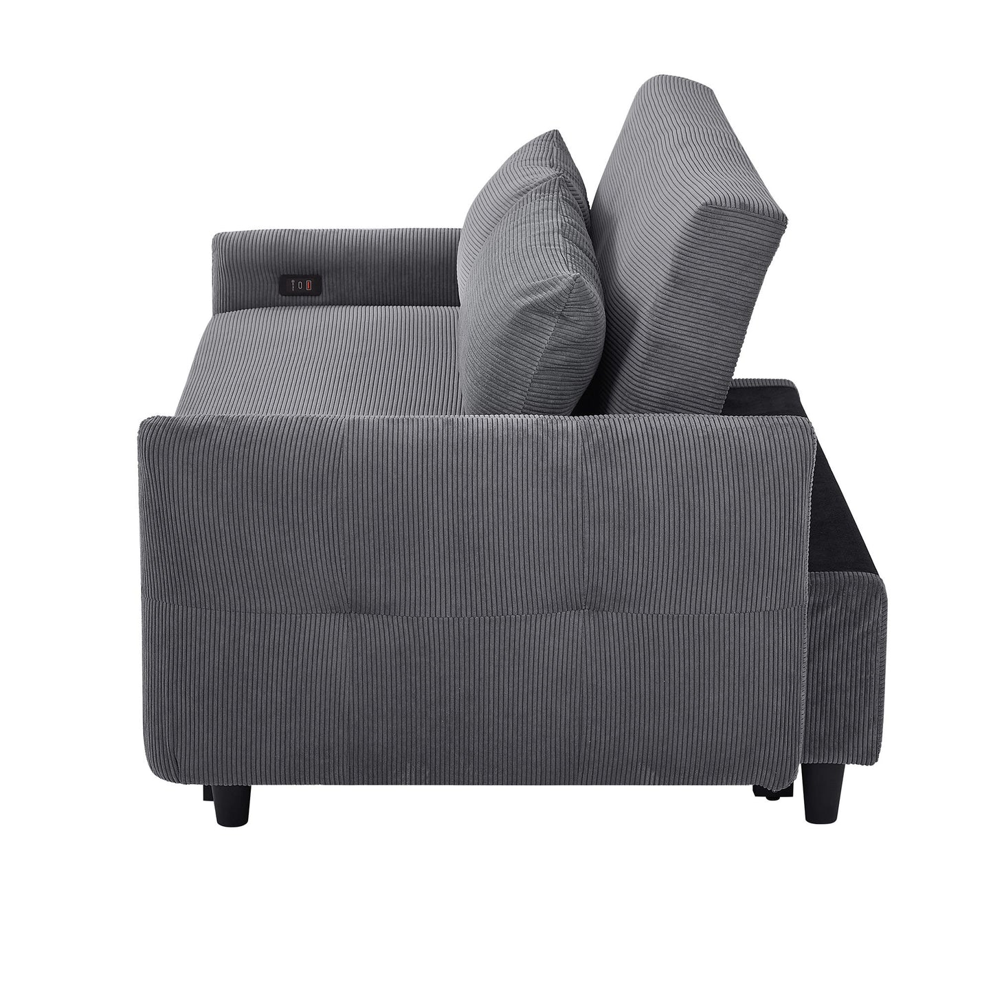 Pull Out Sofa Bed Convertible Couch 2 Seat Loveseat Sofa Modern Sleeper Sofa With 2 Throw Pillows And USB Ports For Living Room - Dark Gray