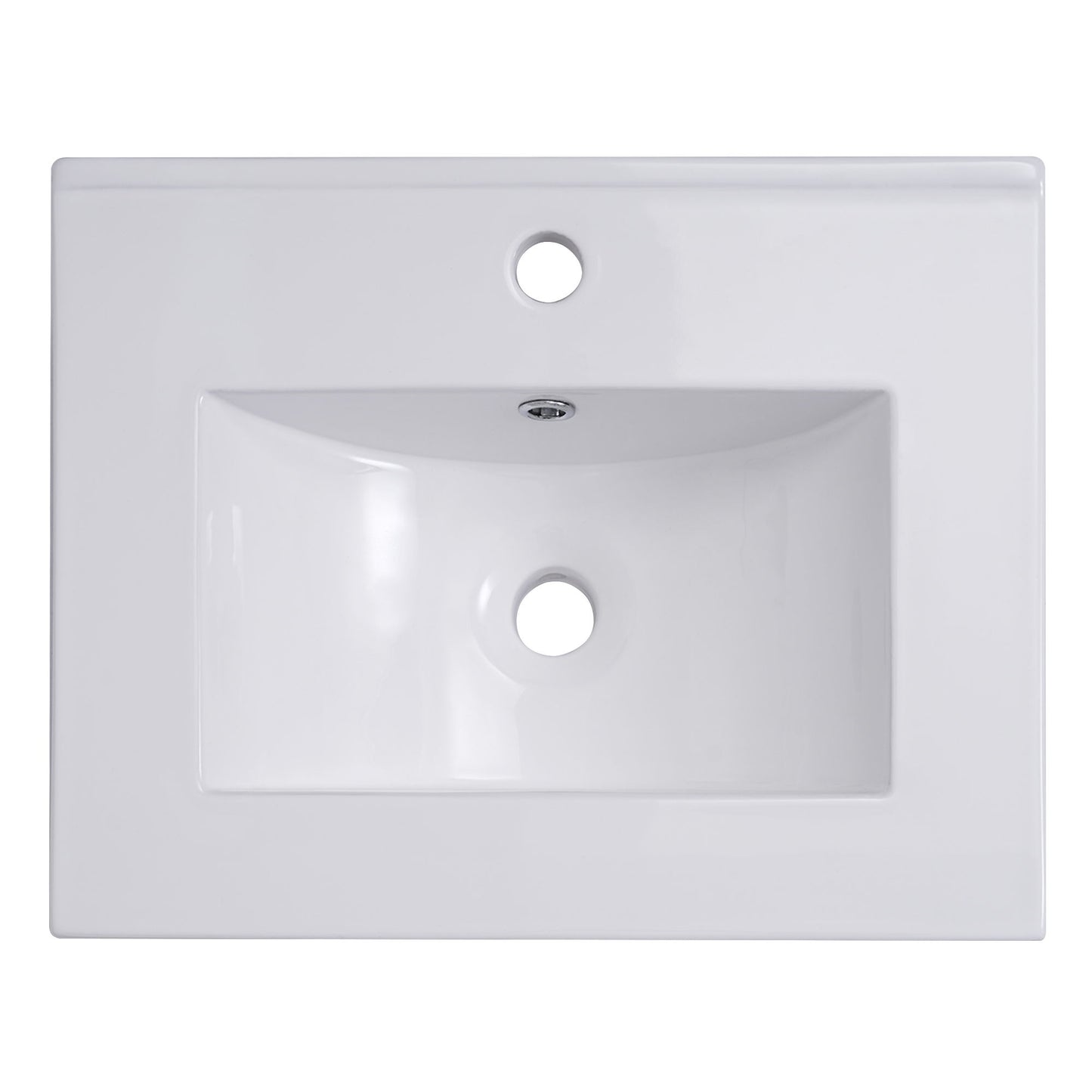 Modern Small Bathroom Vanity Cabinet With Ceramic Basin, Ample Storage, 1 Soft-Close Door - White