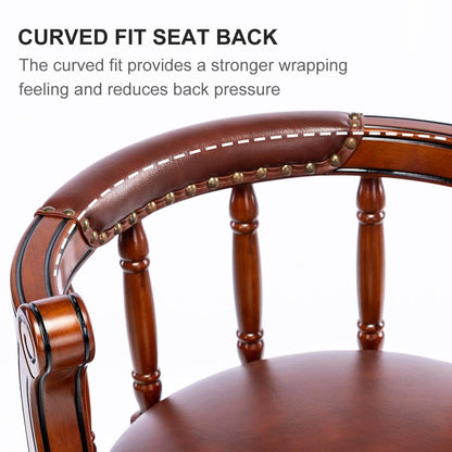 26'' Swivel Leather Wooden Bar Stool, 360 Degree Swivel Bar Height Chair With Backs For Home Kitchen Counter - Blue