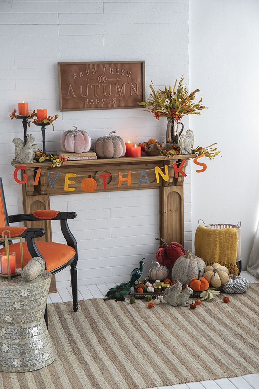 Knite Pumpkin Ornament Decor For Holiday Harvest Festival Fall Festival & Thanksgiving (Set of 2) - White / Gray