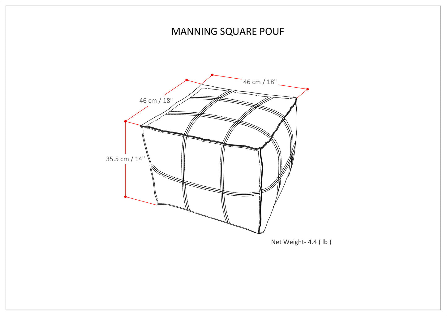 Manning - Square Pouf - Teal