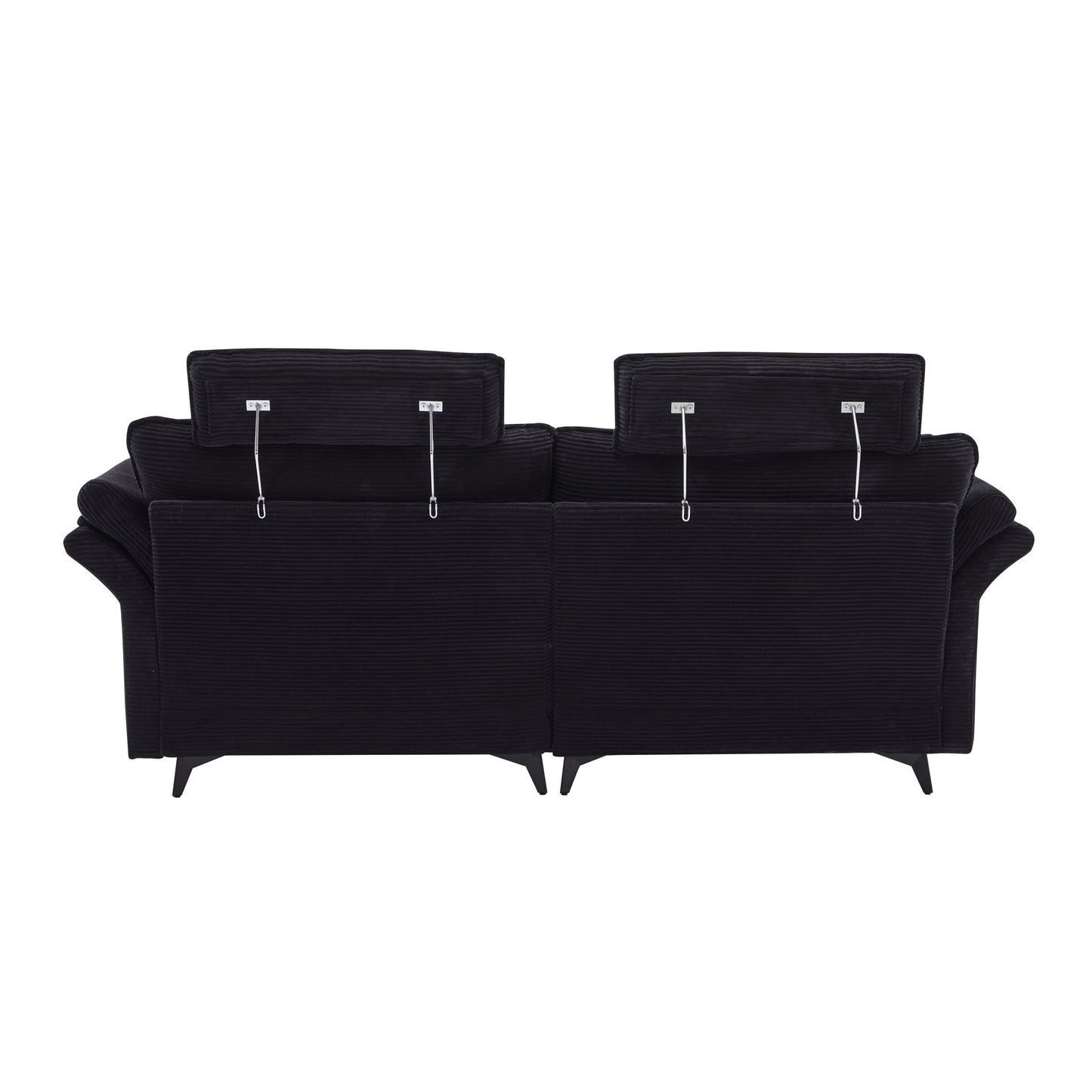 Modern Corduroy, Deep Seat Sectional Sofa With Ottomans, Comfortable Cloud Sofa - Black