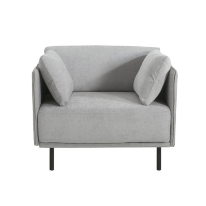 Vintage Lounge Chair With Polyester Upholstery, Solid Wood Frame & Steel Legs - Gray