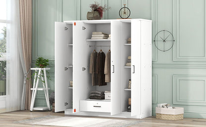 4 Door Wardrobe With 1 Drawer - White