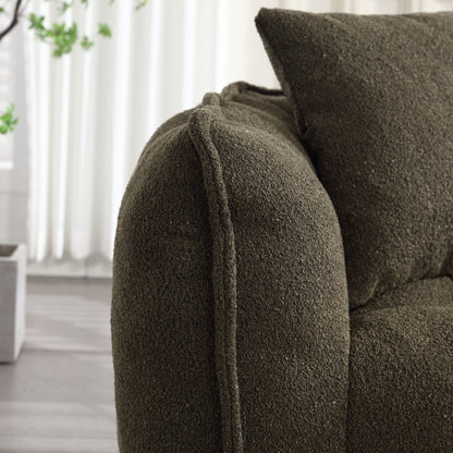 Soft Beanbag Chair With High Resilience Foam Core For Two People - Olive Green
