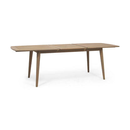 Modern Outdoor Dining Set With Expandable Acacia Wood Table And Iron Chairs - Gray