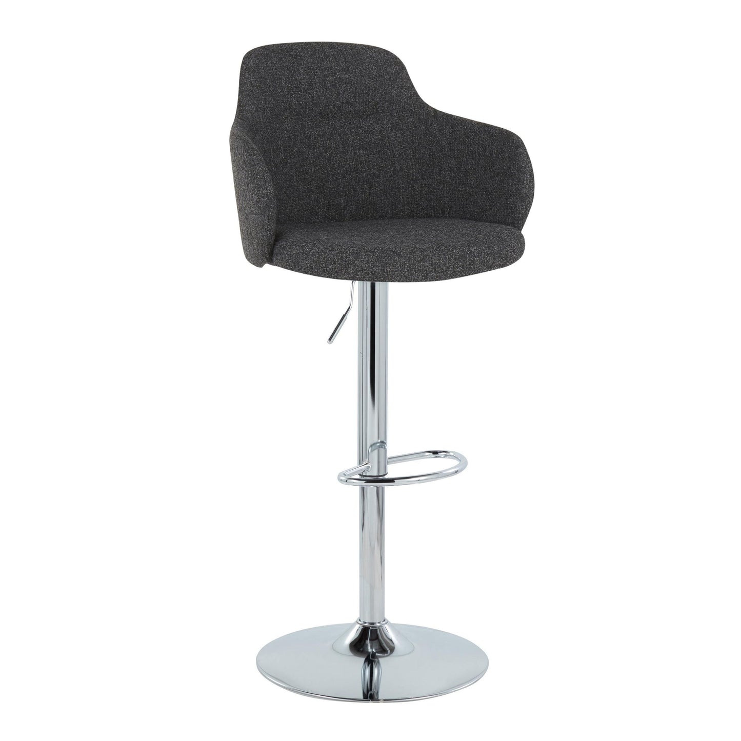Boyne - Contemporary Adjustable Barstool With Swivel With Oval Footrest (Set of 2) - Chrome / Dark Gray