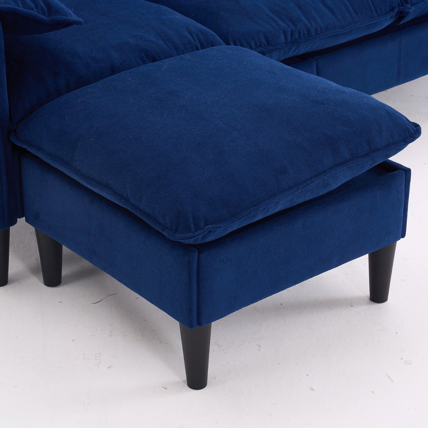Convertible Combination Sofa, Sofa L Shaped, Sofa With Footstools With Storage Sofa For Living Room, Living Room 3 Seater Combination Sofa - Blue