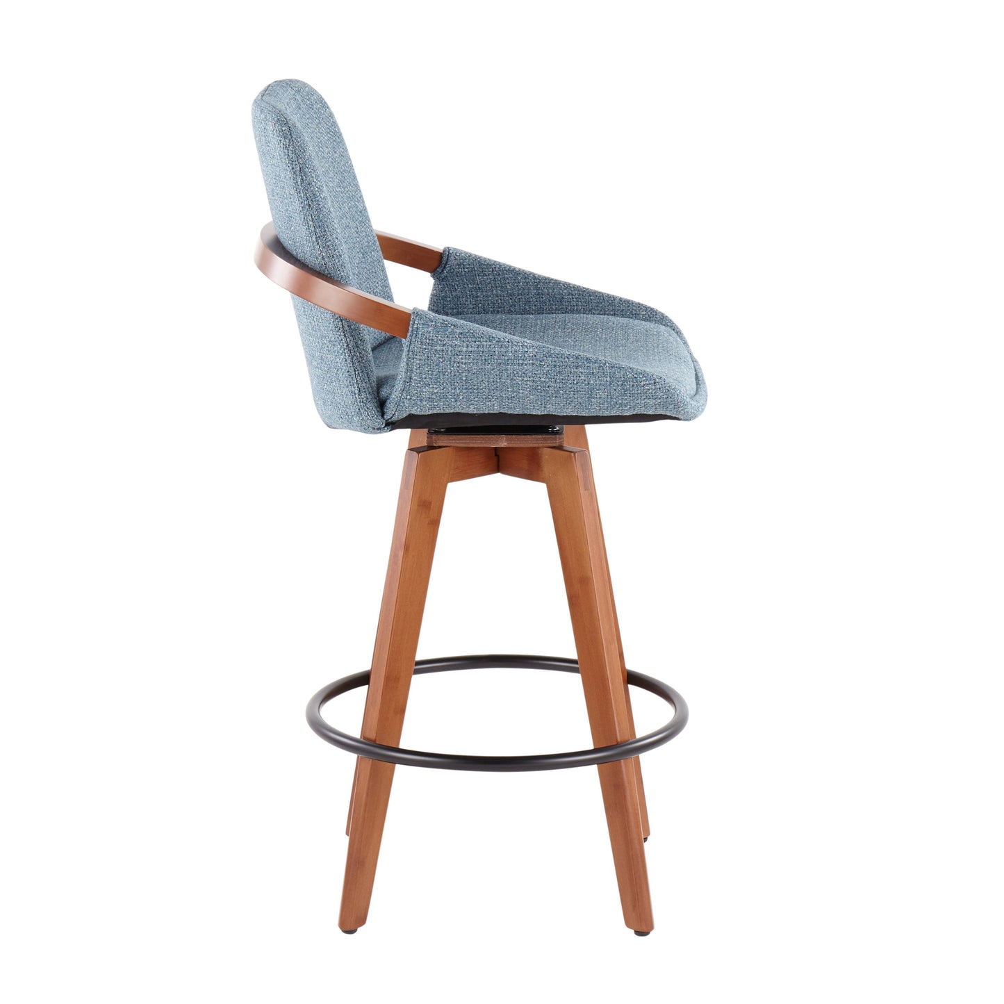 Cosmo - Mid-Century Counter Stool - Walnut / Blue
