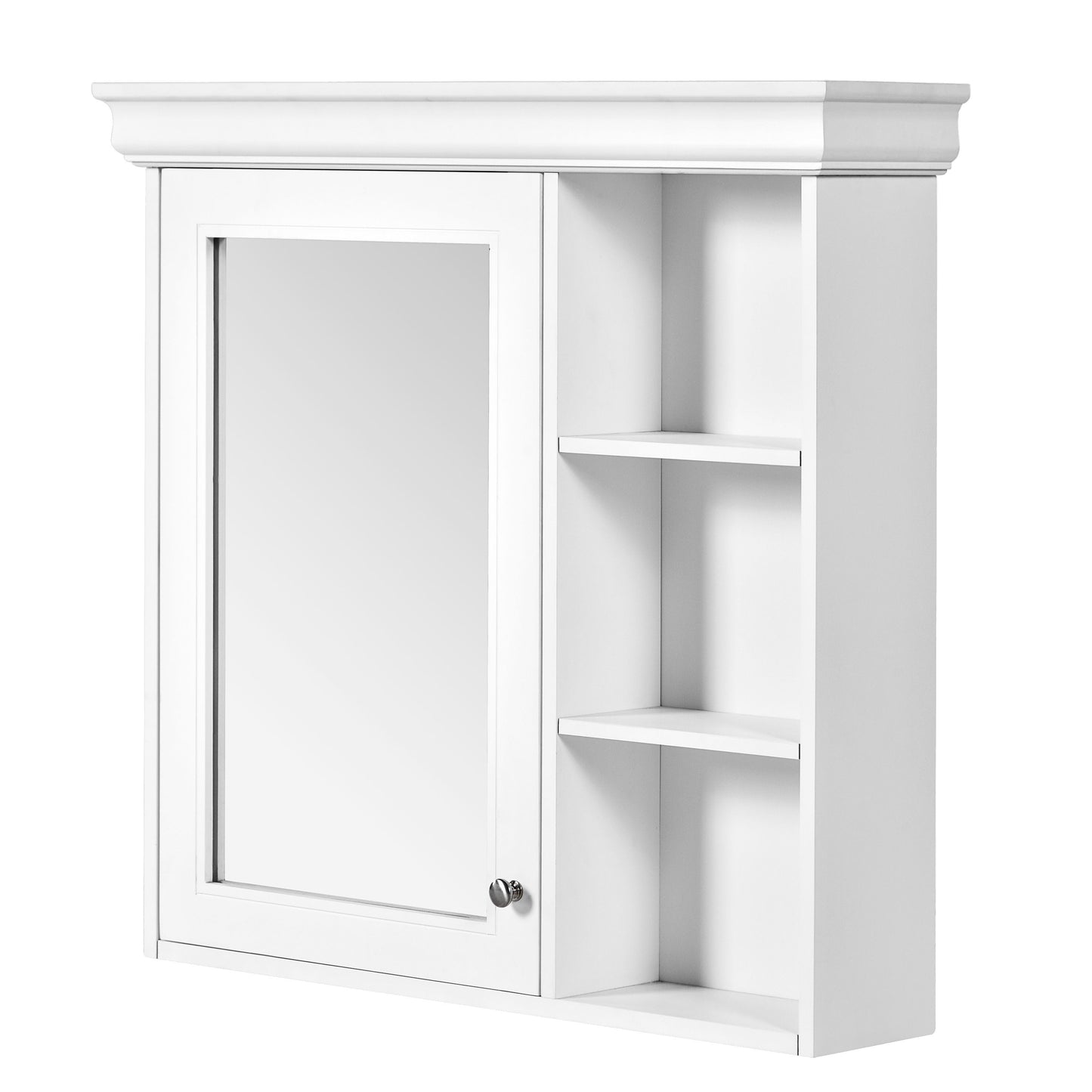 Bathroom Medicine Cabinet With Mirror, Wall Mounted Mirror Cabinet & Storage Organizer, Over The Toilet Storage White Storage Cabinet For Bathroom - White