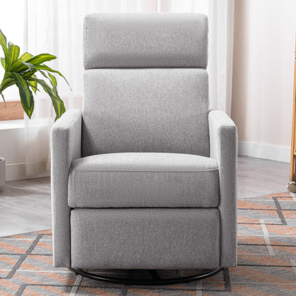 Modern Upholstered Rocker Nursery Chair Plush Seating Glider Swivel Recliner Chair - Gray