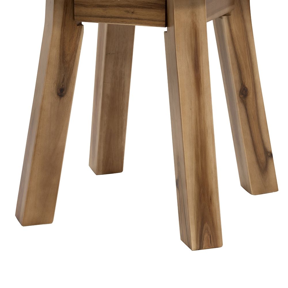 Round Side Table, Solid Wood - Natural Wood / Brown