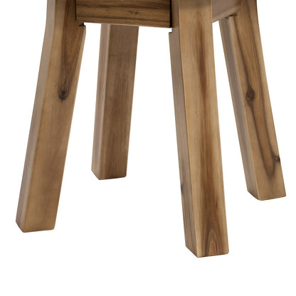 Round Side Table, Solid Wood - Natural Wood / Brown