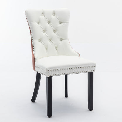 Nikki - Modern, High-End Tufted Solid Wood Contemporary And Velvet Upholstered Dining Chair With Wood Legs Nailhead Trim (Set of 2) - White / Pink