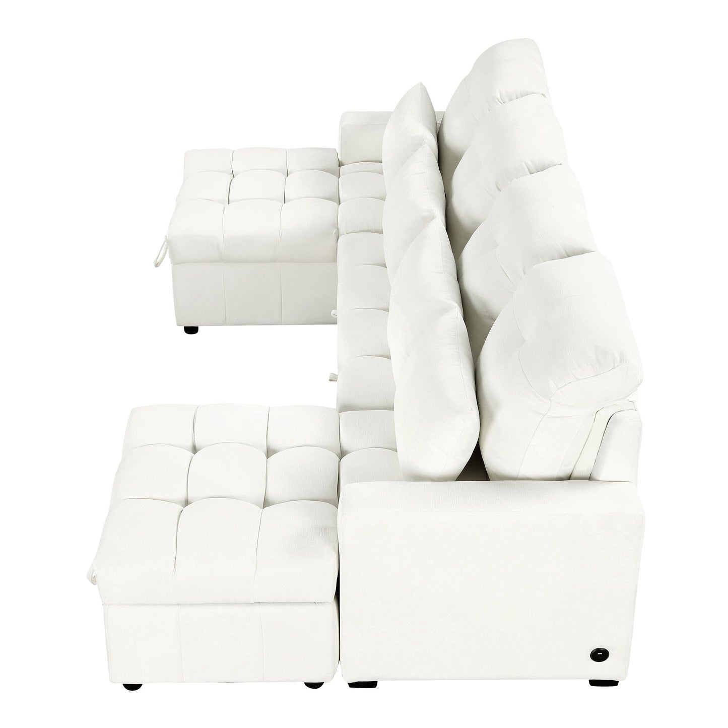 Oversized U - Shaped Sofa Versatile Sectional Sofa Pull Out Sofa Bed With Double Storage Chaise Lounges And 2 USB Ports For Living Room - Beige
