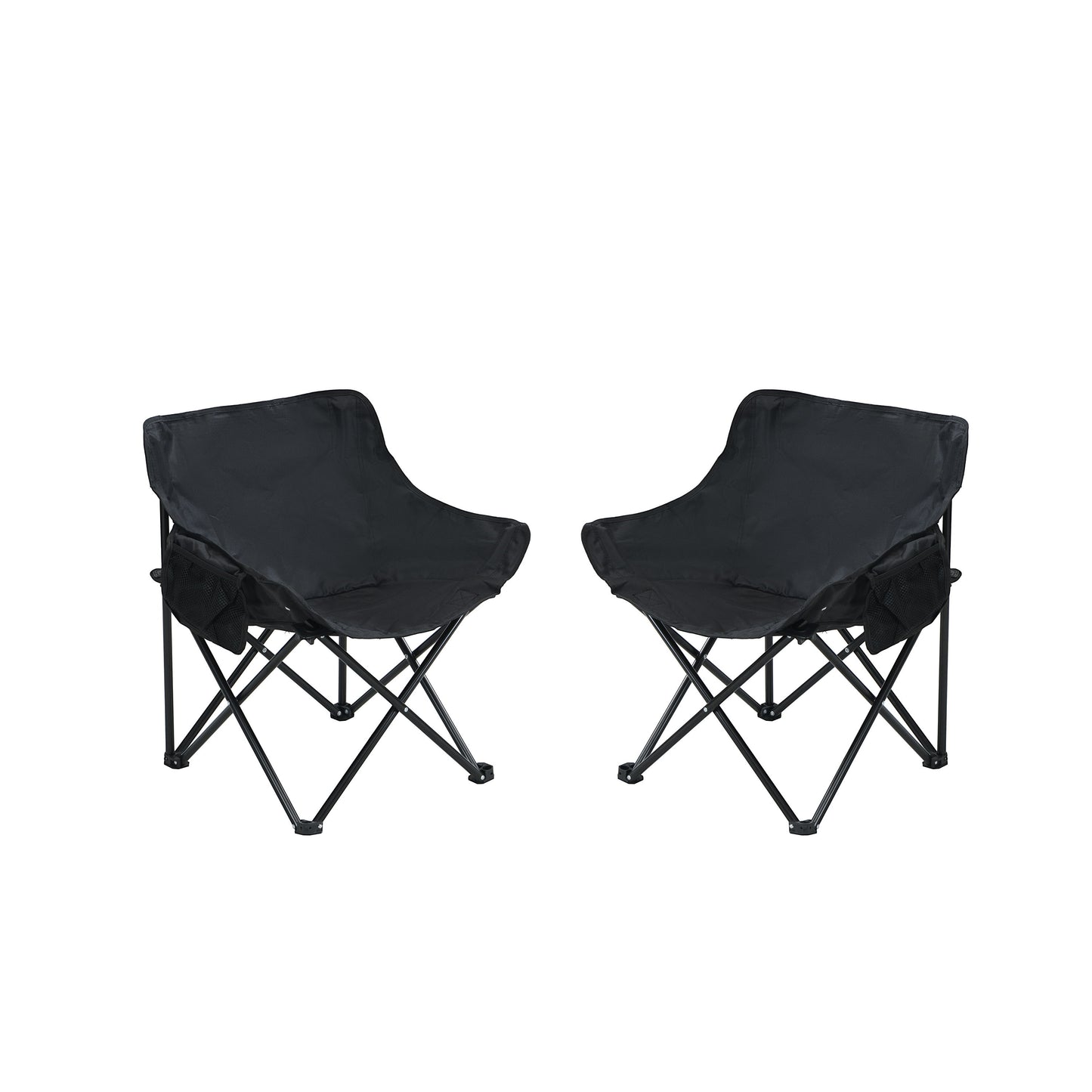2 Pieces Outdoor Portable Folding Camping Chairs With Carry Bag - Black