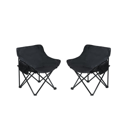 2 Pieces Outdoor Portable Folding Camping Chairs With Carry Bag - Black