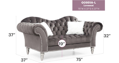 Cozy Traditional Loveseat - Dark Gray