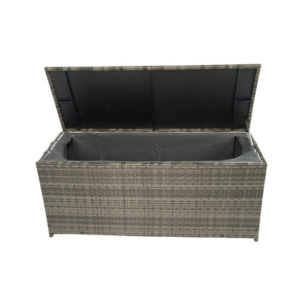 Outdoor Storage Box, 113 Gallon Wicker Patio Deck Boxes With Lid, Outdoor Cushion Storage For Kids Toys, Pillows, Towel, Wicker - Gray