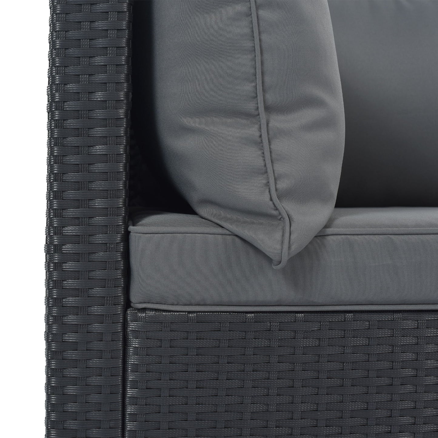8 Pieces Outdoor Patio Furniture Sets, Garden Conversation Wicker Sofa Set, Single Sofa Combinable - Gray / Black