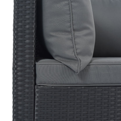 8 Pieces Outdoor Patio Furniture Sets, Garden Conversation Wicker Sofa Set, Single Sofa Combinable - Gray / Black