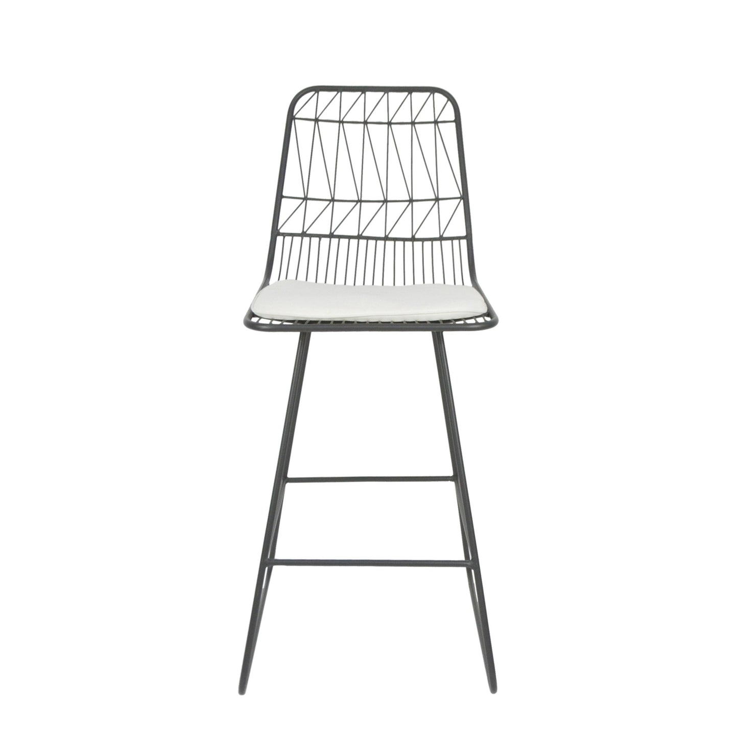 Yearning - Iron Counter Stool With Water Resistant Cushion - Gray / Ivory