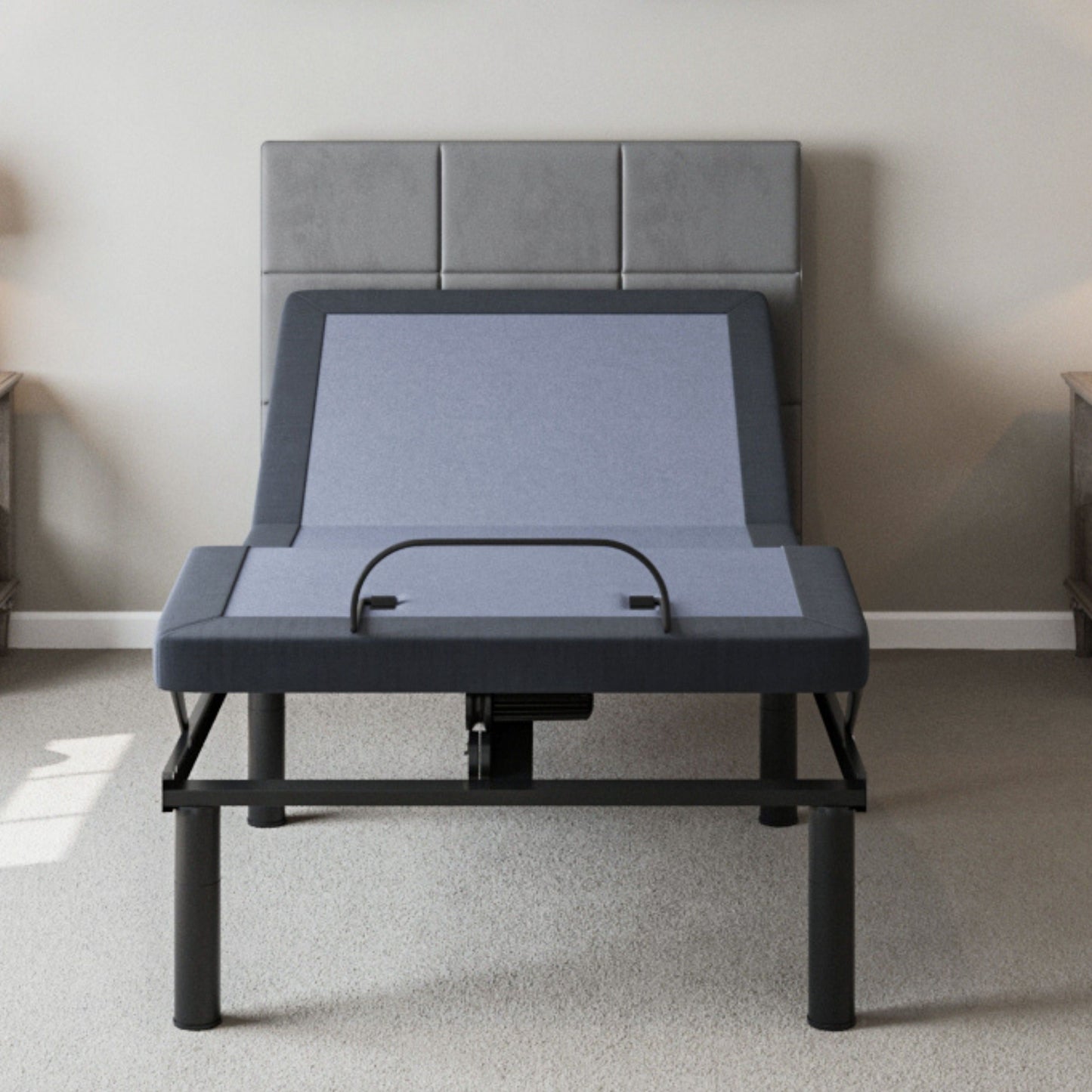 Bt2000 - Twin Long Adjustable Bed Base With Full-Range Positions Adjustment - Blue / Gray