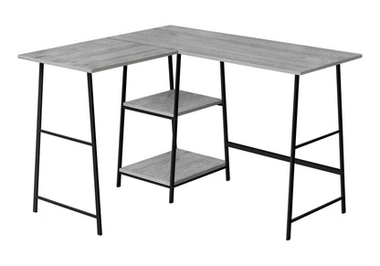 Computer Desk, Home Office, Corner, Storage Shelves, L-Shape, Work, Laptop, Contemporary, Modern - Gray