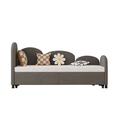 Modern Twin Size Upholstered Daybed With Additional Bed Frame - Dark Gray
