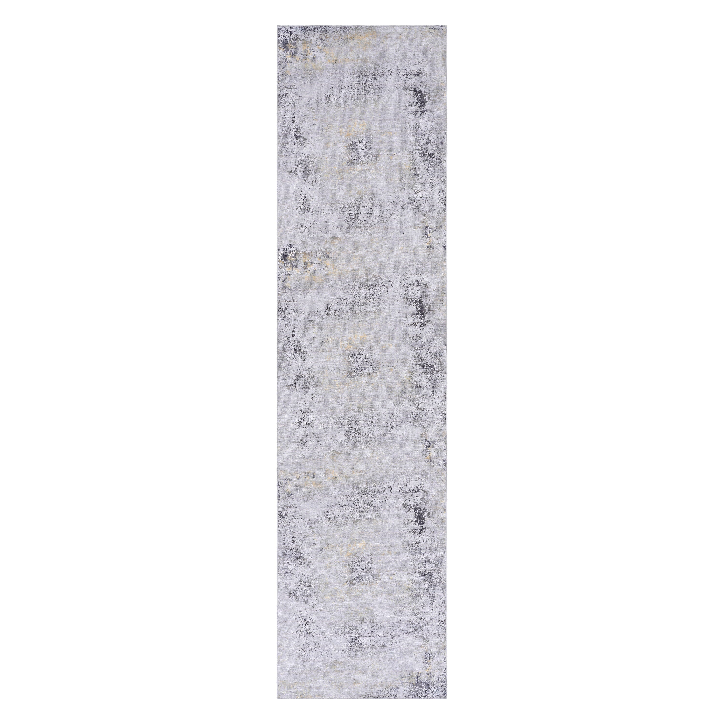 Maval - 2'6'' X 10' Washable Runner Rug - Gray / Gold
