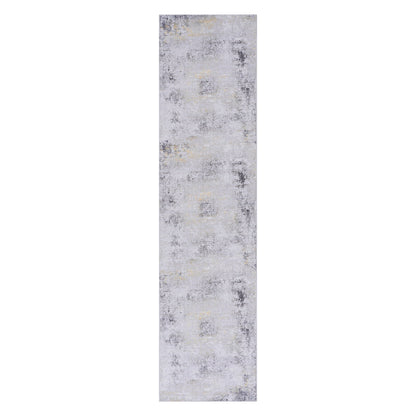 Maval - 2'6'' X 10' Washable Runner Rug - Gray / Gold