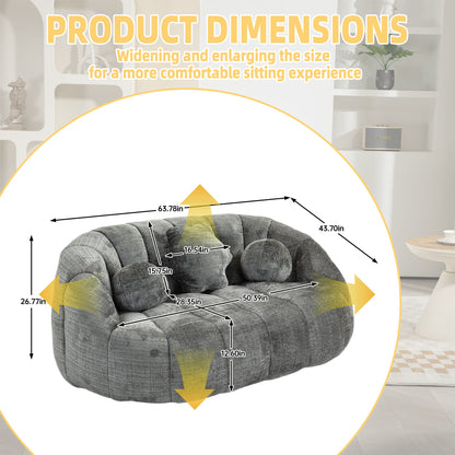 Durable Comfort High Back Bean Bag Sofa Lounger For Adults And Kids - Gray