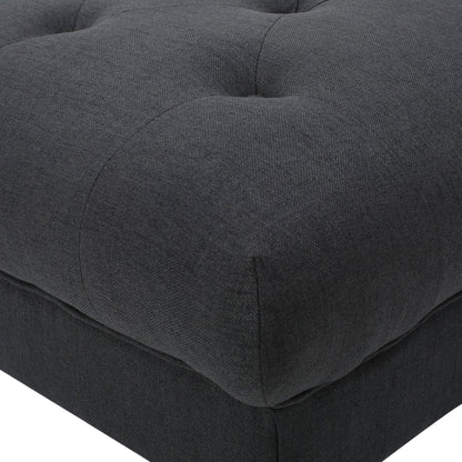 Madrid - Tufted Ottoman With Button Tufting And Turned Feet - Dark Gray