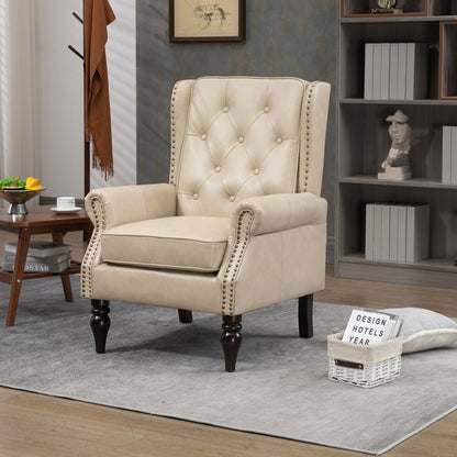 Modern Accent Chair Lounge Chair With Sturdy Wood Legs - Camel