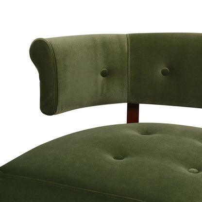Jared - Roll Arm Tufted Bench Settee - Olive Green