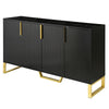 Modern Sideboard With Four Doors, Metal Handles & Legs And Adjustable Shelves Kitchen Cabinet - Black